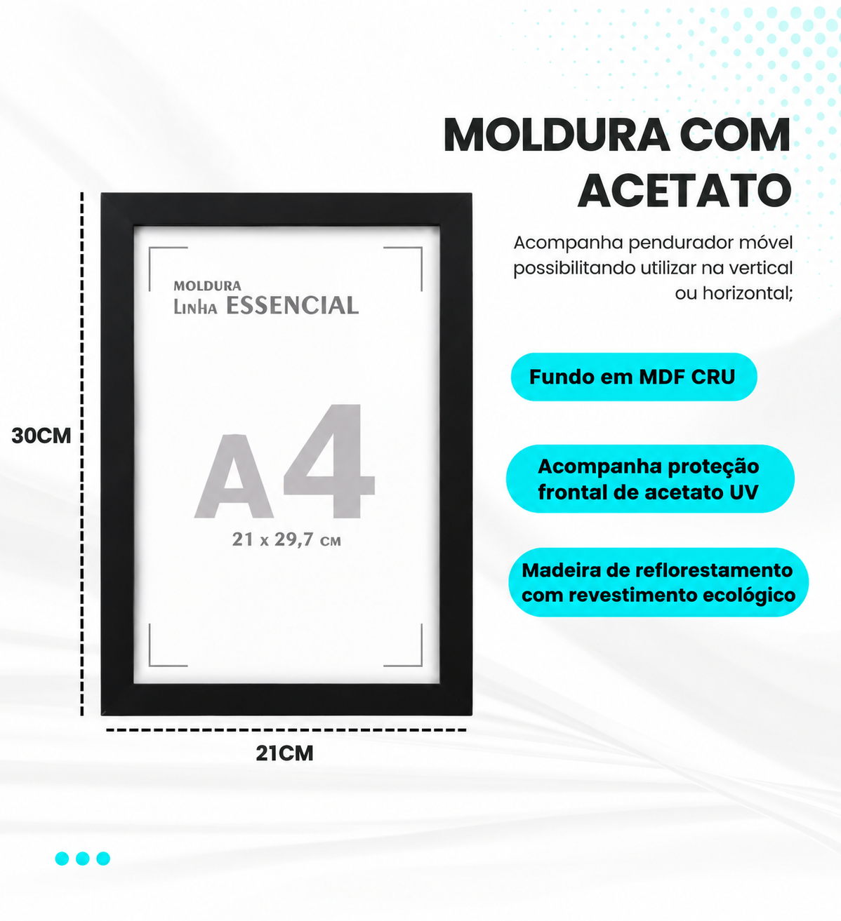 Moldura Quadro A4 21x30 Diploma Poster Certificado C Acetato